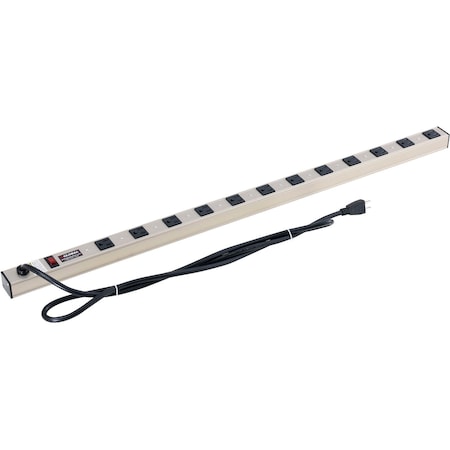 Global Industrial Power Strip, Surge, SJTW, 5-15R, 6 ft., Silver 812419